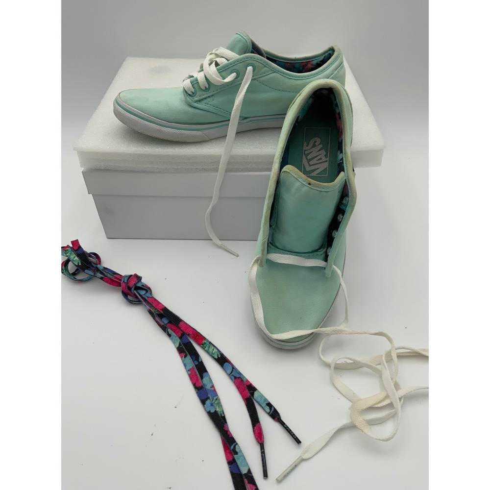 Vans Atwood Low Mint Green Floral Sneakers Womens 6.5 VN-0U4IATE